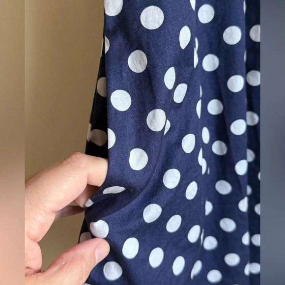 Anthropologie Vanessa Virginia Navy Blue And White Polka Dot Dress - Size 10 - Picture 6 of 12